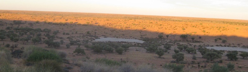 Simpson Desert: a dark valley on the way to Sturt's entrance to hell