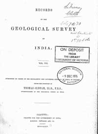 Geological Survey of India 1876: title page